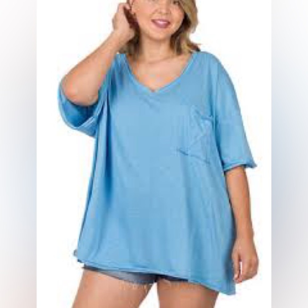 Zenana Outfitters Blue Boxy Oversized T-Shirt